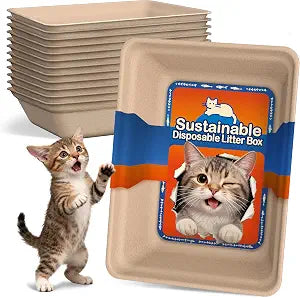 12-Pack Disposable Cat Litter Boxes: Leak-Proof & Odor-Control Cat Trays | 17.5''x13.6'' Eco-Friendly Easy Disposal Litter Box for Travel Indoor or Emergency Use Standalone or as Liner No Scrubbing