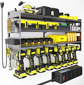 OLIXIS Power Tool Organizer Wall Mount with Charging Station for Garage