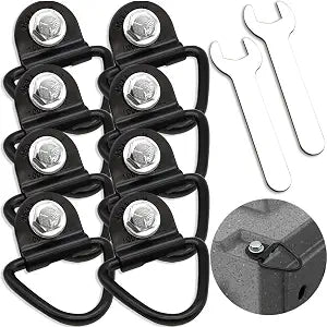 8 Pack Tie Down Kit, 1000 LB Load Capacity, with Wrench - Easy Installation, Tie Down D-Ring Kit Compatible with RuffLand Kennels - Ideal for Securing Your Crate in Vehicle
