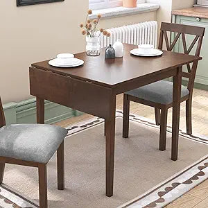 Merax Wooden 29"- 45" Extendable Rectangular Dining Table with Drop Leaf,Space Saving, Easy Assemble Brown
