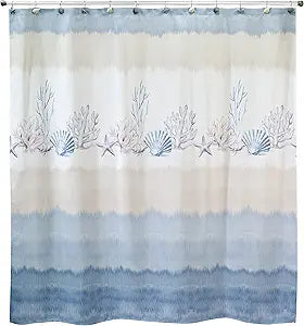 Avanti Linens - Fabric Shower Curtain, Coastal Bathroom Decor (Abstract Coastal Collection, 72")
