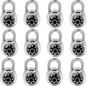 Combination Lock, LQYN Dial Combination Padlock, Pack of 12; Black