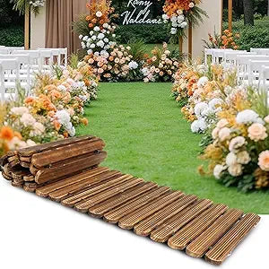 6 FT Roll Out Garden Pathway Straight - Non-Slip Wooden Walkway with Rounded Edges, Instant Outdoor Decoration