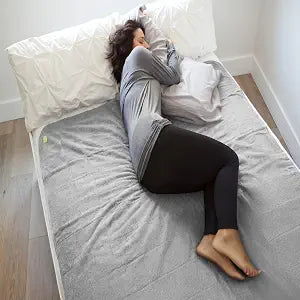 PeapodMats Bedwetting Waterproof Bed Mat, Reusable 58x 60 Light Gray | Washable reusable bed mat for bedwetting, incontinence, kids, adults, pets, and mattress protection.