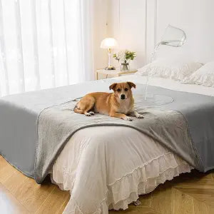 Waterproof Blanket - Reversible Dog Throw as Furniture Protector | Soft Velvet & Flannel, TPU Leak-Proof Liner, Machine Washable, Fits Couch and Bed, 82" x 108", Lightgrey/Darkgrey