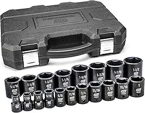 GEARWRENCH 19 Pc. 1/2" Drive 6 Pt. Standard Impact Socket Set, SAE - 84932N