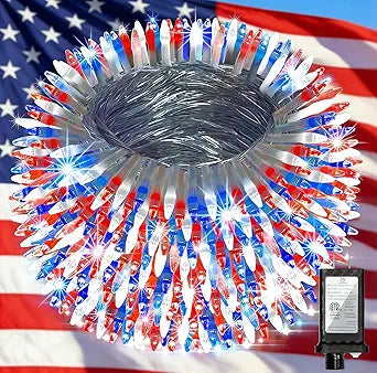 1500 LED Chrstmas Lights, 470ft Outdoor Christmas String Lights with 12 Modes, Red White and Blue LED String Lights with Timer Dimmable Waterproof for Tree Fence Garden Xmas Wedding Party Decor