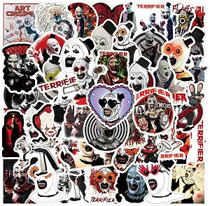 55pcs Terror Stickers Terrifier Stickers GMVAESKY Halloween Movie Stickers for Waterproof Vinyl Cute Stickers for Water Bottles, Laptop, DIY Decoration,Scrapbook, Skateboard, Phone