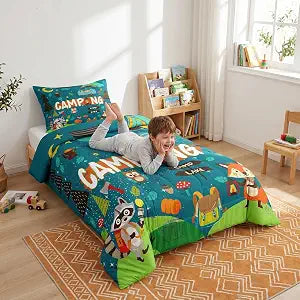 Erosebridal Happy Camping Comforter Set Twin Size 2 Piece Bedding Set