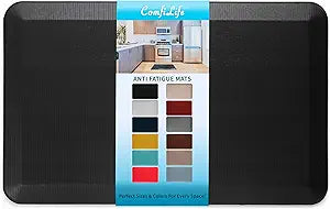 ComfiLife Anti Fatigue Floor Mat 3/4 Inch Thick Kitchen Mats for Floor, Standing Desk Mat, Kitchen Rug Comfort at Home, Office Durable Stain Resistant Non-Slip Bottom (20" x 32", Black)