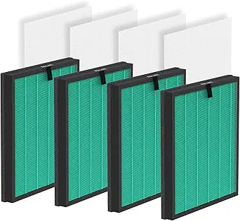 4 Pack HY4866 Filters Replacement Compatible with MORENTO WESTHEY HY4866, YIOU M1 Air Cleaner Purifier, H13 True HEPA Enhanced Pet Care Version Air Replacement Filter + 4 Pack Extra Pre-filter