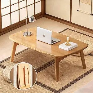Japanese Floor Table Bamboo Japanese Folding Coffee Table No Assembly Small Coffee Tables for Living Room Tatami Tea Room Dining Bedroom Easy Storage