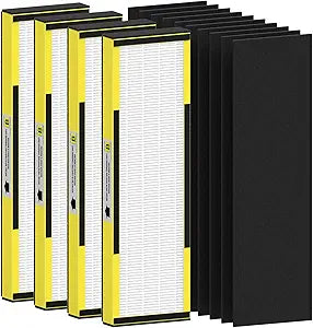 4 Pack FLT4825 HEPA Filter B Replacement Compatible with AC4825 AC4825E AC4300 AC4800 AC4880 AC4900 AC4850, 4 True HEPA Filters & 6 Activated Carbon Pre-Filters