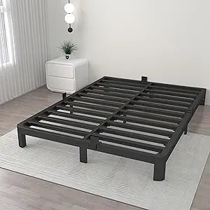 ITIMIDI 6 Inch Bed Frame Full Size with Metal Gaskets, Heavy Duty Steel Support 3000 LBS, No Box Spring Needed, DIY Headboard, Anti-Slip Mattress Stopper, Round Corner Leg, Easy Assembly, Black