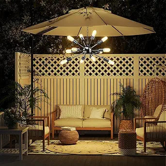 12Pcs Bulb Solar Powered Led Chandelier Lights Cover Outdoor Waterproof Hanging for Gazebo, Home, Garden, Backyard, Pergola, Tree, Canopy, Window Dcor