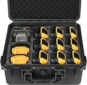 LOTOCASE Storage Case for Dewalt Battery & Charger - Waterproof Power Tool Box Storage Bag with Customizable Fit Foam for Milwaukee/Makita/Ryobi Battery & Charger (Only Case)