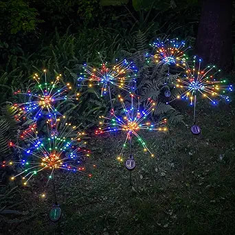 DONGULI Outdoor Solar Garden Lights, 120 LEDs 8 Lighting Modes 6 Packs Waterproof Solar Fireworks Light Sparklers for Patio Walkway Yard Courtyards Pathway Christmas Party Decorations