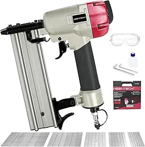 KEENTECH Pneumatic Brad Nailer Kit, Aluminum Open Magazine Design, Fires 18 Gauge 5/8" to 2" Brad Nails, with Carrying Case, Safety Glasses, 3000pcs NailsKT-F50GF