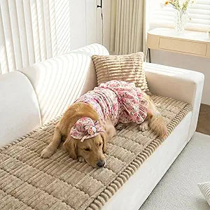 Deisy Dee Premium Washable & Non-Slip Sofa Protector Slipcover, Pet & Kid-Friendly Furniture Protector, Reversible Couch Cover for Sectional, Loveseat, Chair (Khaki, 27.6" x 59")