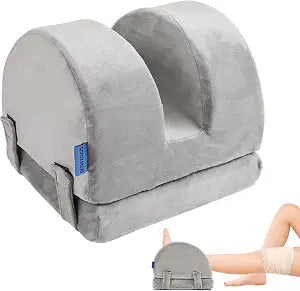 Adjustable Height Knee Replacement Pillow for Recovery - Leg Elevation Pillow with Firm Foam for Post-Surgery Sleeping, Hip & Ankle Pain Relief & Swelling Reduction (Grey)