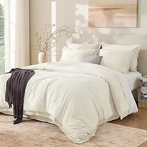 Andency Comforter Oversized King Ivory 120x98, 3 Pieces Boho Winter Lightweight Bedding Comforter Sets, All Season Tassel Bed Set (1 Comforter & 2 Pillowcases)