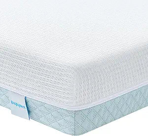 Crib Mattress 52x27.5x6 Inches with Tencel-Lyocell Cover - Dual-Sided Comfort, Breathable Gel Memory Foam Inner & Washable Cover, Fits Standard Cribs (Blue & White)