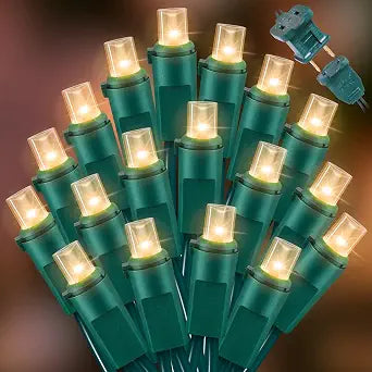 LAMPHOME 100 LED Warm White String Lights - 21.6FT LED Christmas Light, Mini led Extendable Green Wire Waterproof Indoor Outdoor Fairy String Lights for Xmas Tree Holiday Home Party Garden