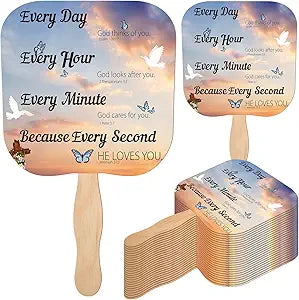 Sherr 100 Pcs Christian Fans Bulk Religious Church Handheld Fans the Lord's Prayer Parlor Church Gifts