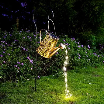 JIAJIAMEI Solar Watering Can Lights Flower Outdoor Garden Decor, Large Waterproof Cascading LED Hanging Solar Lights, Gifts for Mom Grandma Women Birthday Mother's Day - Yard Porch Patio Backyard