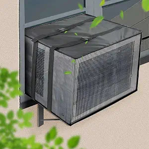 Demao Mesh Window AC Covers for Outside, Air Conditioner Cover for Outside Wall AC Unit, Ventilation & Dustproof Leafproof Protector Heavy Duty PVC Net Cover(17" W 12" D 13" H)