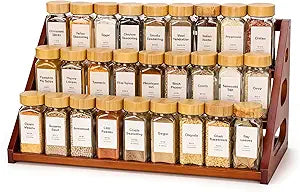 Spice Rack, Spice Organizer -3 Tier Bamboo Spice Racks, Solution for Spice Storage in Kitchens, CountertopsStorage Rooms and Other Places(Brown)