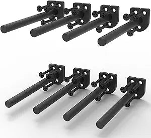10 Inch Heavy Duty Floating Shelf Brackets 8 Pack, 1/4" Thick Solid Steel Hidden Blind Support, Fits Wood Studs, Holds 200 lbs, Invisible Hardware DIY Kit for Custom Shelving, Black