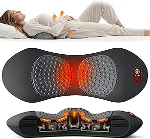 3 in 1 Lower Back Massager, Triple Fusion Back Massager with Heat, Vibration and Gentle Stretch, Lumbar Support Pillow for Bed, Chair and Office(Gray)