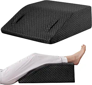 Ruqmuis Leg Elevation Pillow for After Surgery, 8inch Foam Leg Elevating Pillow for Swelling and Blood Circulation, Leg Wedge Pillow for Sleeping, Knee Pillow for Knee Hip Ankle Pain Relief, Black