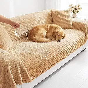 Extra Large 82"x52" Waterproof Couch Cover for Dogs, Non-Slip Sofa Protector with Silicone Backing, Washable Fuzzy Pet-Friendly Furniture Cover for Pet Hair, Scratches & Spills