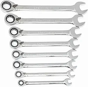 GEARWRENCH 8 Pc. 12 Pt. Reversible Ratcheting Combination Wrench Set, Metric - 9543