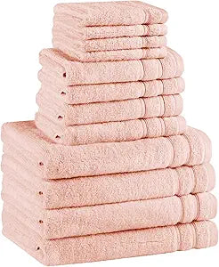 Comfort Spaces Towel Set for Bathroom 12 Piece Luxury Bath Towel Set 4 Hand Towel for Bathroom 4 Washcloth 4 Large Bath Pink Towel Sets 100% Cotton Quick Dry Towel Zero Twist Soft Lightweight Blush