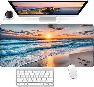 Large Gaming Mouse Pad 35.7"X15.7",Sea Waves Beach Mousepad Desk Mat
