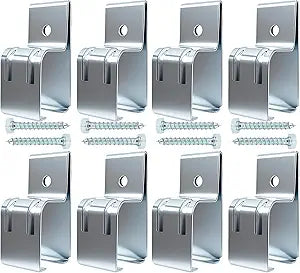 Barn Door Hardware, Heavy Duty Box Rail Hanger Bracket, Rail Mount Bracket for Exterior Door (Silver, 8Pack)