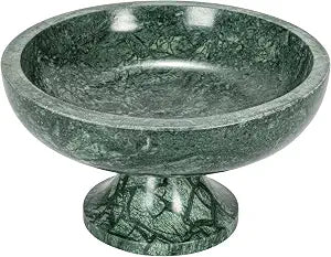 Bloomingville Marble Footed Pedestal Bowl, Green