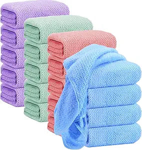 Newwiee 20 Pack Bulk Bath Towels Set, Large Quick Dry Bath Towels 55" x 28" for Spa, Gym, Salon, Hotel and Rental Use(Pink, Green, Blue, Purple)