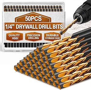 Tondiamo 50 Pcs Drywall Cut Out Bit 1/4 Inch Guide Point Cutting Router Bits Tools for Use with Spiral Saw