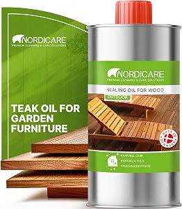 Nordicare Teak Oil for Outdoor Furniture, 16.9 Oz Outdoor Wood Oil & Sealer for Teak, Acacia, Oak & More, Helps Restore Weathered Wood and Protect Against Drying, Easy to Apply
