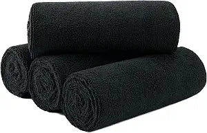 MICROFI New Microfiber Hair Drying Salon Towels, 16 x 29 inches, 4 Pack, Quick Dry, Lint Free 340 GSM (Black)