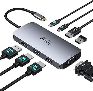 Selore USB C Docking Station Dual HDMI Monitor Adapter USB C Hub 3 Monitors
