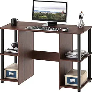 SHW 38-Inch Home Office Wood Desk with Double Sided Shelves, Cherry