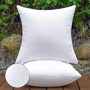 24x24 Outdoor Pillow Inserts Set of 2 Waterproof Hypoallergenic Extra Large Throw Cushion Fillers Square Polyester White Decorative Pillows for Couch Bed Sofa Patio Furniture Soft & Firm Support