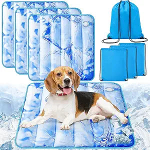 Chunful 4 Pack Dog Cooling Mat Water Injection Pet Cooling Mat for Dogs Cats with Storage Bags Washable and Foldable Pet Pad Summer for Small Medium Large Breeds of Doggy Bed Sofa Floor Car Seat(L)