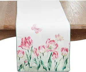 SARO LIFESTYLE Floral Butterfly Table Runner Decorative Non-Reversible Lined Table Runner for Dining Table, 16"x72"
