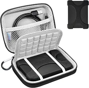 Lacdo Carrying Case for Seagate Portable/Game Drive, WD Elements/My Passport Ultra, Toshiba Canvio Basics/Advance External Hard Drive 1TB 2TB, HDD Hard EVA Case+Soft Silicone Cover Protective, Black